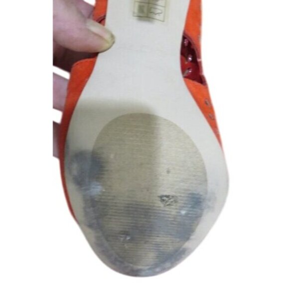 ALDO Ralidien Red Vegan Leather perforated peep toe booties heeled ankle boots - Picture 13 of 15